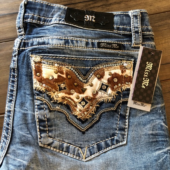 NWT Size 32 33 or 34 Miss Me Jeans Cowhide Bootcut - Picture 3 of 6